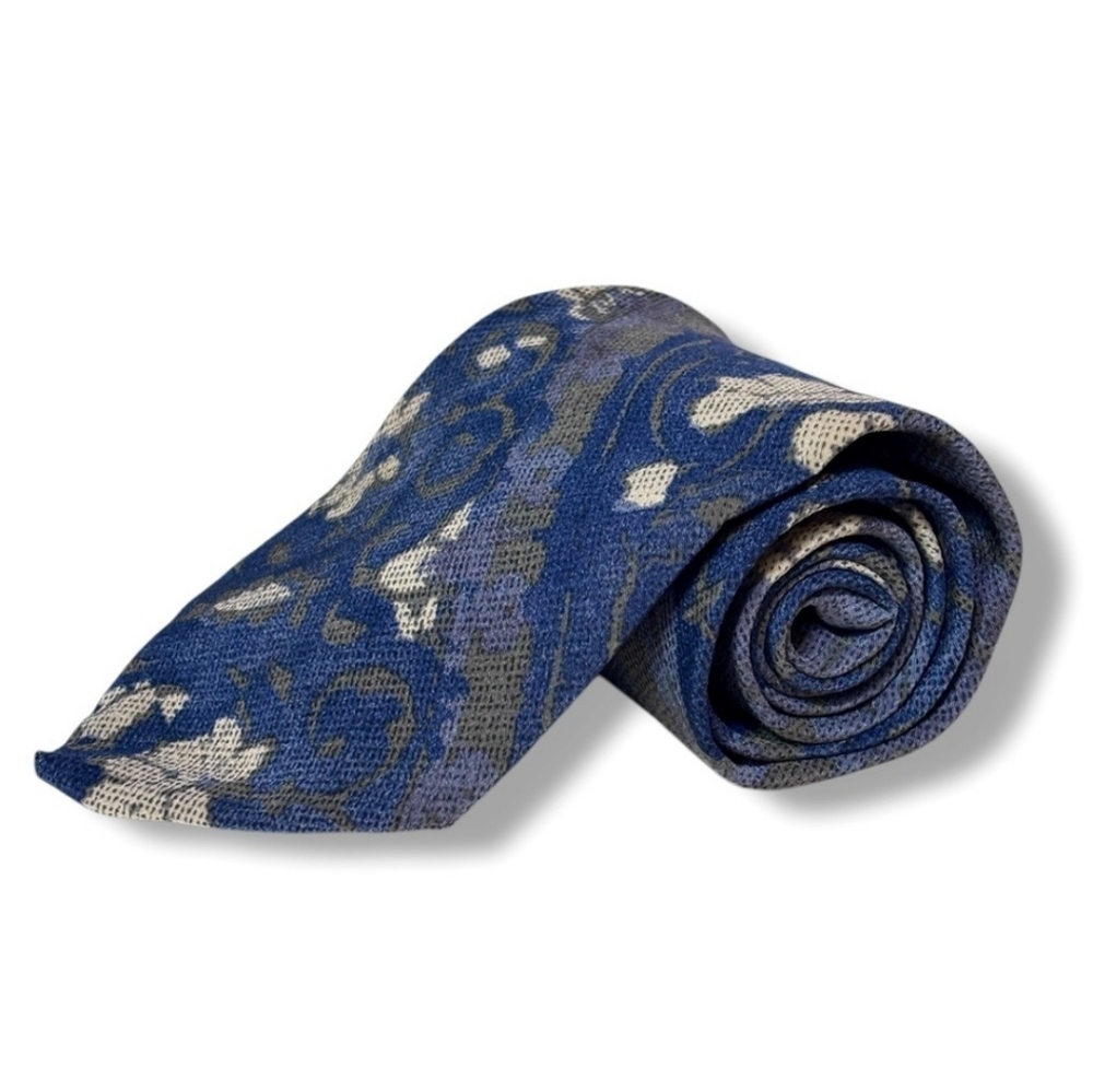 GIORGIO ARMANI Silk Watercolor Scrollwork & Floral Motifs Tie